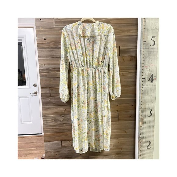 JUNE & HUDSON Sheer Floral Kimono Ruffle Tie Waist Women's Size M - Picture 10 of 15